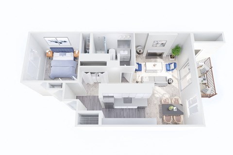 Floor plan for 1 bed, 1 bath, 700 sqft
